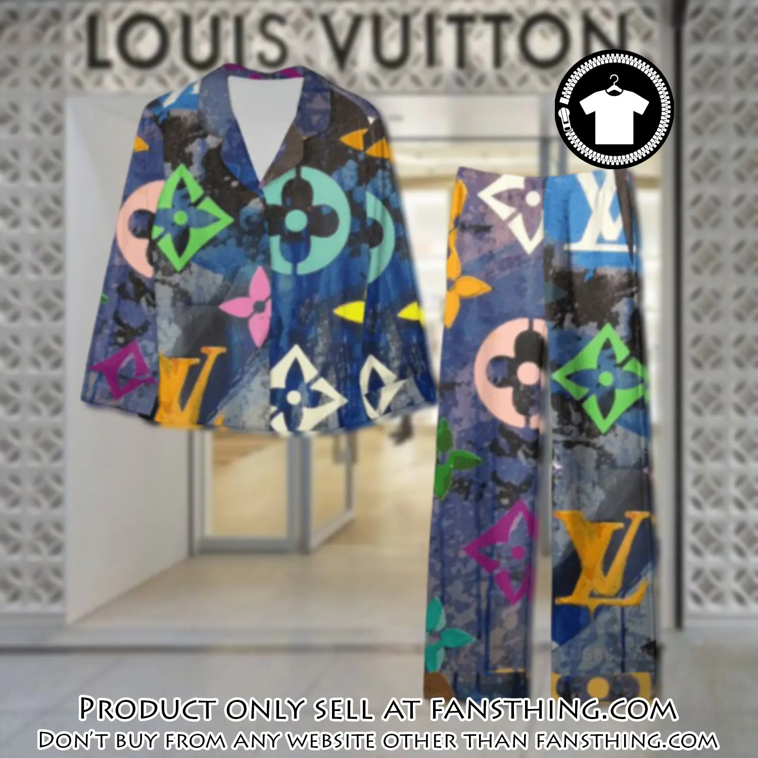 Trending luxury lv satin pajama set pjs1096 fst0718098